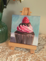Load image into Gallery viewer, Cupcake Study || Mini Oil Painting on Canvas || Display Easel Included
