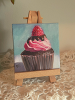 Load image into Gallery viewer, Cupcake Study || Mini Oil Painting on Canvas || Display Easel Included
