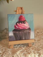 Load image into Gallery viewer, Cupcake Study || Mini Oil Painting on Canvas || Display Easel Included
