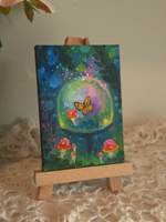 Load image into Gallery viewer, Sparkling Garden || Mini Oil Painting on Canvas || Display Easel Included
