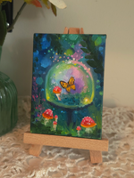 Load image into Gallery viewer, Sparkling Garden || Mini Oil Painting on Canvas || Display Easel Included
