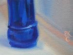 Load image into Gallery viewer, Cobalt Bottle &amp; Rose || 8x10&quot; Original Oil on Canvas-- Frame Included! - Erica Kilbourn Art
