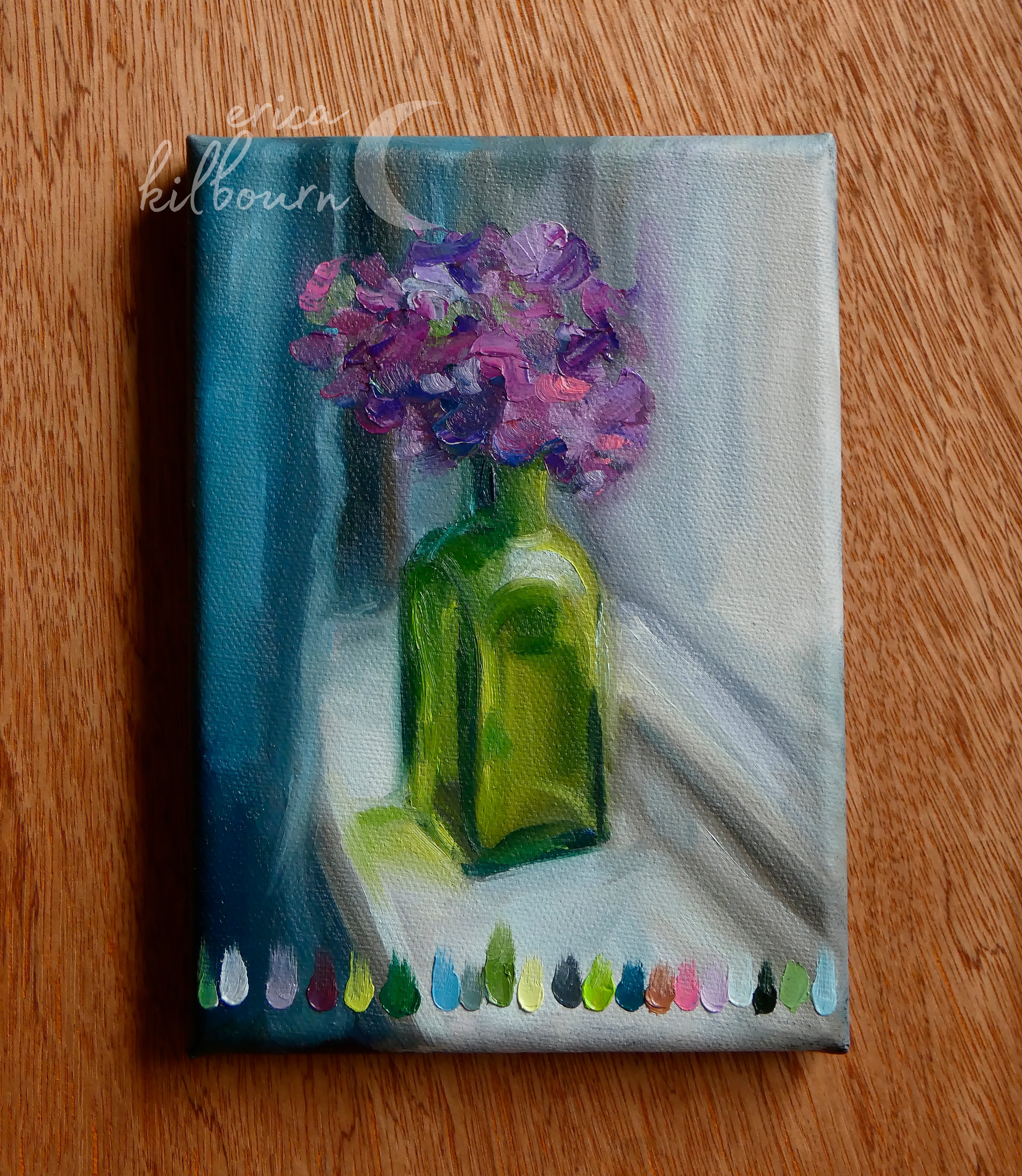 Green Jar Study || 5x7" Original Oil Painting on Canvas - Erica Kilbourn Art