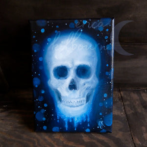 Skull in Blue || 5x7" Original Oil Painting on Canvas - Erica Kilbourn Art