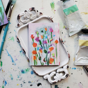 Pastel Wildflowers || Mini Oil Painting on Panel || Display Easel Included